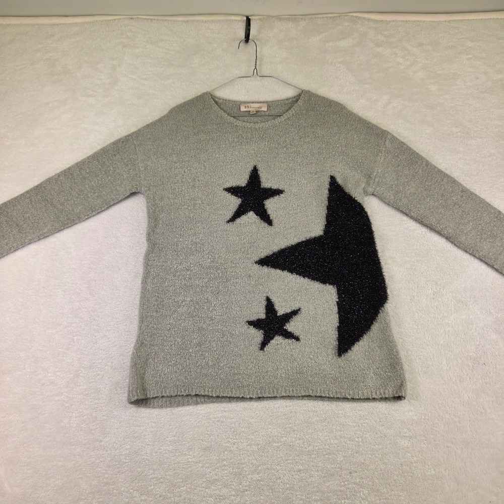 Philosophy Republic Clothing Grey Star Graphic Crewneck Sweater Small